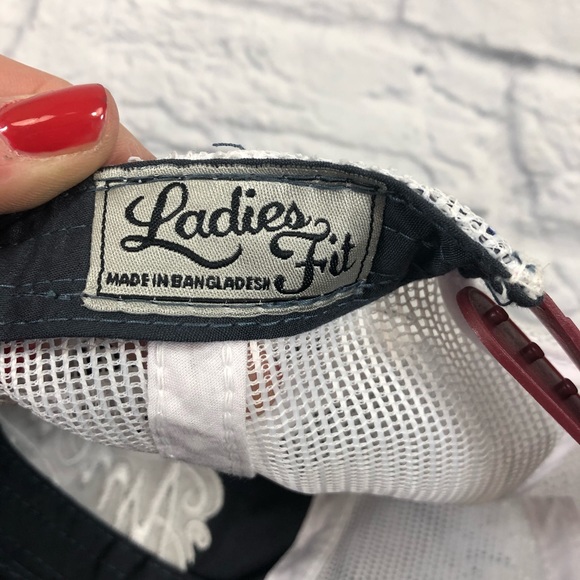 America USA Ball cap Adjustable Polka Dot Gray Burgundy Mesh snap back - Picture 5 of 10